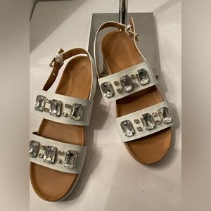 Kate Spade white jeweled sandals